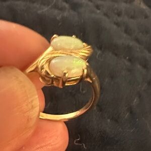 Gold Opal Double Stone Ring - Unbranded